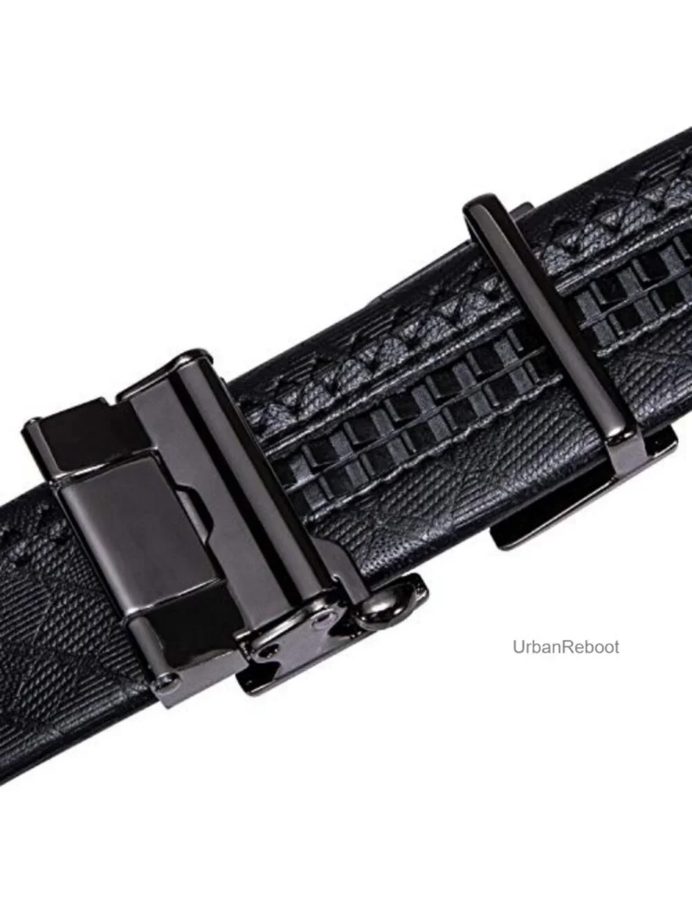 Men's Leather Ratchet Belt Adjustable Designer Alloy Buckle